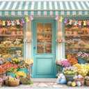 Fabric 7x5ft Spring Flowers Shop Photography Backdrop Easter Floral Market Rabbits Colorful Eggs Party Decoration Kids Adults Photo Banner Props