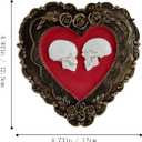 BinaryABC Halloween Romantic Love Skeleton Decor,Heart-Shaped Skull Ornament,Halloween Resin Craft Decorations