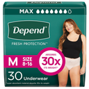 Depend Fresh Protection Adult Diapers, Incontinence & Postpartum Bladder Leak Underwear for Women, Disposable, Maximum, Medium, Blush, 30 Count