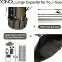 DONQL Fishing Rod Bags Outdoor Fishing Pole Holders Multifunction Camping Portable Canvas Backpack Case Fish Rod Storage Bag Fishing Rod Case Holding 5 Poles & Fishing Tackles (Khaki)
