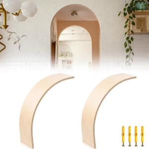Yookeer 2 Pcs 10.75 x 10.75 x 3.54 Inches Wooden Doorway Arch Corner Kit with 8 Screws Wood Rounded Arch Trim for Drywall Wall Renovation Paintable DIY Archway Molding for Entryway Living Room