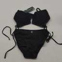 Blooming Jelly Womens Sexy 2 Piece Bikini Sets Size SMALL Cheeky High Cut Bathing Suit Color Block Textured U-Wire Swimsuits 2025, Black, S