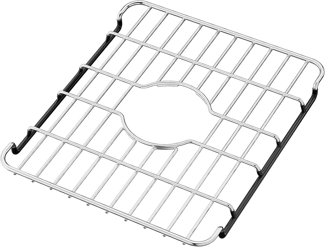 Sink Protectors for Kitchen Sink Stainless Steel, Sink Grate Fits 10.75" x 12.4" Sinks - Center Drain Hole Required | Kitchen Sink Bottom Rack for Scratch Prevention & Drainage Support