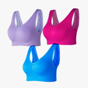 Lemef 3-Pack Seamless Sports Bra Wirefree Yoga Bra with Removable Pads for Women, Size XXXL