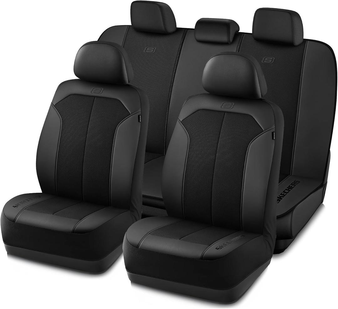 Skechers Car Seat Covers,GOGA Mat Oxford Cloth Seat Covers,Waterproof Car Seat Covers Full Sets,Automotive Universal Fit Seat Cover for Most Cars, Suvs, Trucks,Black