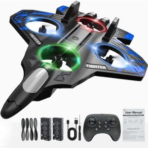 Foam Remote Control Airplanes, RC Plane with Light, RC Airplane Fighter Jet, 360 Flip, Stunt Roll, Airplane Drone for Men, RC Airplane (Blue)