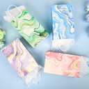 36 Pack Small-Sized Marble Pattern Paper Gift Bags with Handles (Pink, Blue, Purple, Green, Gold Accents) and 36 White Tissue Paper for Weddings, Bridal Showers, Small Business, 9x5.5x3.15 Inch