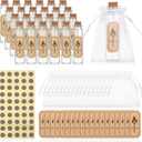 24 Set Wedding Match Holders Bulk,Match Striker Sticker Empty Glass Match Jars with Cork Top, Small Glass Bottles for DIY Organza Matches Favor Bridal Shower Party Supplies Guests Gift