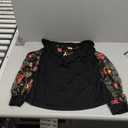 WDIRARA Women's Plus Size Floral Embroidered Tees Sheer Mesh T Shirt Cold Shoulder Long Sleeve Tops (XX-Large Plus, Black)