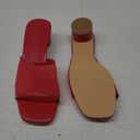 Coutgo Womens Slide Sandals Mesh Chunky Heels Mules Square Open Toe Slip On Summer Dress Shoes (6, Red)