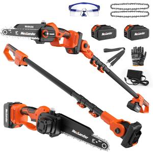 MAXLANDER 2-in-1 Cordless Pole Saw & 8 Inch Brushless Chainsaw, 20V Electric Pole Saws for Tree Trimming, Battery Powered Pole Saws with Extension pole & 2 x 3.0Ah Battery