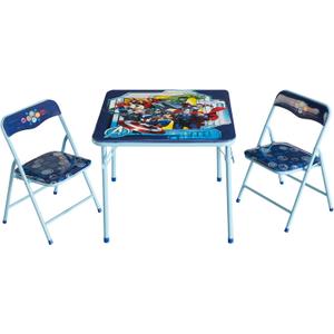 Marvel Avengers 3-Piece Kids Activity Table and Chair Set  Square Table with 2 Folding Chairs, Superhero-Themed Furniture for Ages 3+, Ideal for Playroom, Arts & Crafts, or Snacks