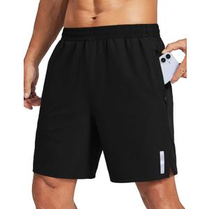 COOFANDY Men's Athletic Running Shorts Quick Dry 7" Workout Gym Short Lightweight Active Sport Short for Tennis Hiking (Black, XL)