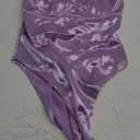 Velius Women's Sexy Metallic Shiny Bodysuit Tank Tops for Night Club Going Out (Large, Taro Purple)