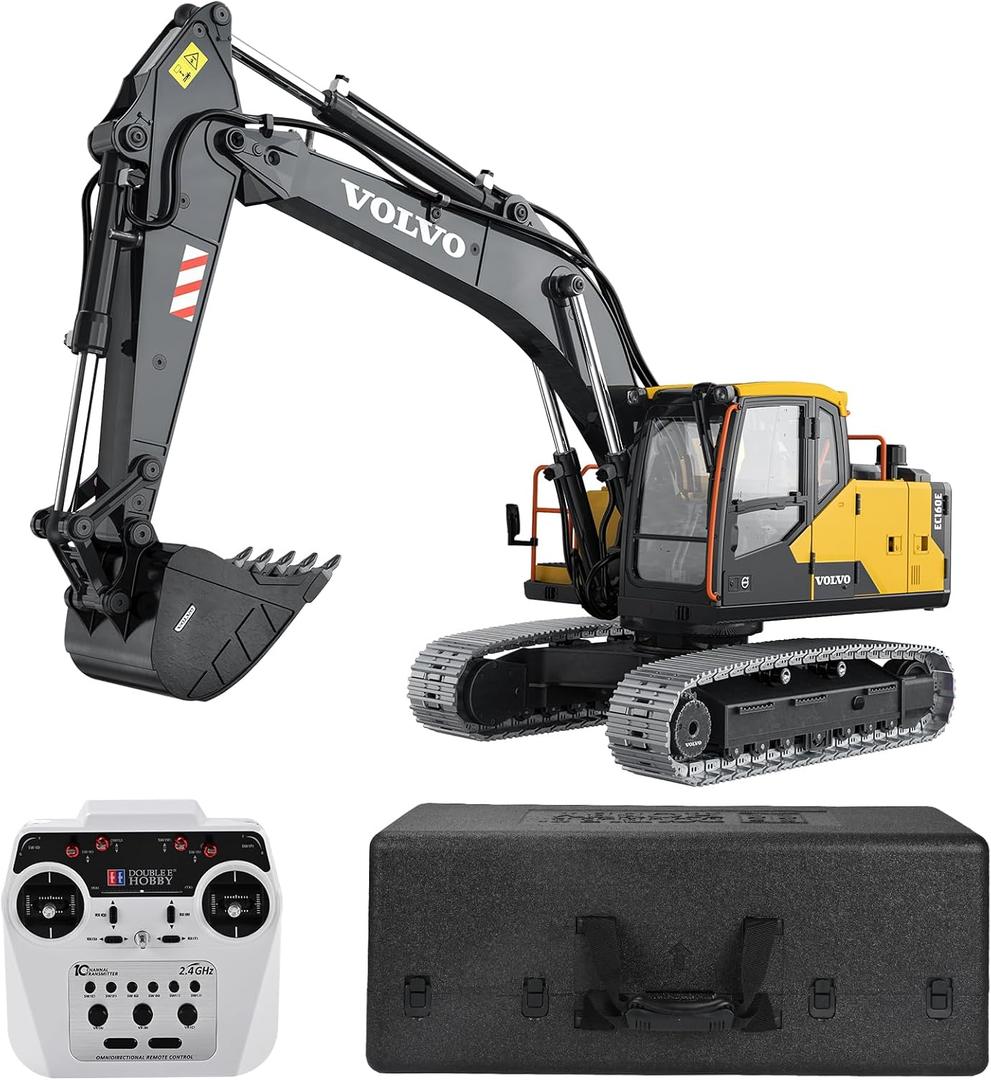 DOUBLE E Hobby Volvo EC160E Remote Control Excavator - 1:14 Full Metal RTR Electric Version E010, 22.5 inches