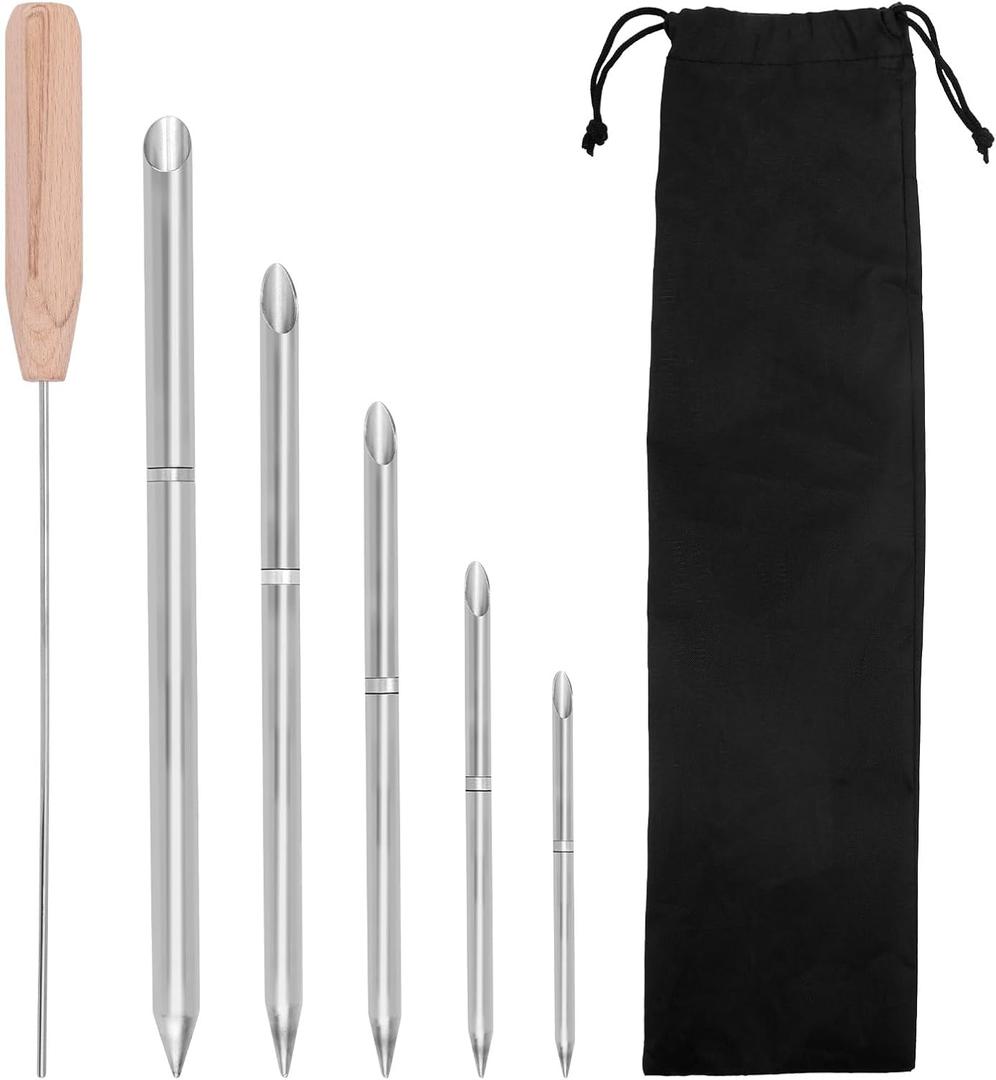 7pcs Rope Splicing Tool Kit, 6-in-1 Stainless Steel FID Tools with Pusher and Storage Bag for Double Braid Eye Rope 1/4" 5/16" 3/8" 7/16" 1/2" for Quick Recovery and Splicing