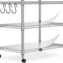 Heavy Duty 3-Shelf Shelving Unit, 24.02" W x 13.78" D x 21.97" H Chrome Steel Storage Rack with Wheels, 2 PP Shelf Liners and Hooks, Adjustable Under Desk Organizer for Kitchen, Office, Garage, 3-Tier, Set