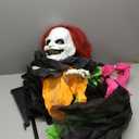 Haunted Hill Farm Life-Size 6-Ft Scary Talking Clown Halloween Animatronic with Motion and Touch Activated Lights and Sounds, Battery Operated Indoor or Covered Outdoor Creepy Halloween Decorations