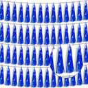 4P Blue Foil Fringe Tassel Banner Garland Metallic Tinsel Streamers Wall Hanging Curtain Backdrop Banner for Parade Floats, 2024 Graduation Decorations, Retirement Party Decoration