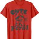Cute But Feral Funny Racoon Toddler Girls Kids T-Shirt (Red, S)