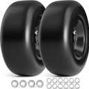 13x5.00-6 Flat Free Lawn Mower Tire and Wheel, 13x5x6 Solid Front Tires for Zero Turn Mower, 500Lbs Load, 3/4", 5/8" and 1/2" Bearings, 4.33"-6.73" Hub Spacers, 2Pack Black, TRK-TIR-1356FFBK