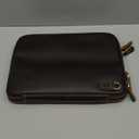 LANNSYNE Full Grain Leather Travel Cable Accessories Bag, Electronic Organizer Carry Case Double Layer Storage Case for Cables, Charger, Phone, Power Bank (Brown)