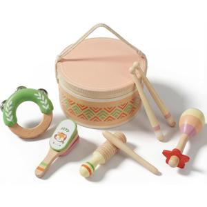 Drum Set for Kids - Toys for 2 3 Year Old Boy Birthday Gifts - Wooden Montessori Musical Instruments for Toddlers 2-4, Preschool Musical Toys with Drum for Kids Age 3-5