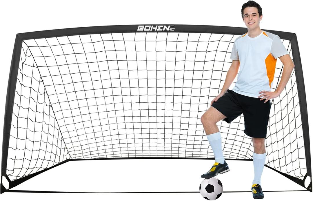 BOHEN 9x5FT Portable Soccer Goal for Kids Backyard with Carry Bag - Easy Folding Lightweight Fun for Outdoor Indoor Training Games for Teen Youth Adult (9x5FT, 1 Pack, Black)
