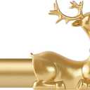 Gold Decorative Curtain Rods for Windows:18-45 Inch Adjustable Farmhouse Curtain Rod for Bedroom Living Room,Heavy Duty Rustic Drapery Rods with Vintage Deer Finials Easy Install,Brass Gold