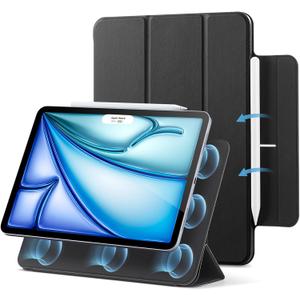 ESR for iPad Air 11 Inch Case M4/M3/M2 (2026/2025/2024), iPad Air 5th/4th Gen (2022/2020), Powerful Magnetic Attachment, Slim Trifold Stand Case, Auto Wake/Sleep, Durable Protection, Black