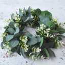 LSKYTOP 1 Pc Green Eucalyptus Round Wreath Artificial Farmhouse Wreath for Door Wall Window Decor, 11Inch/PC