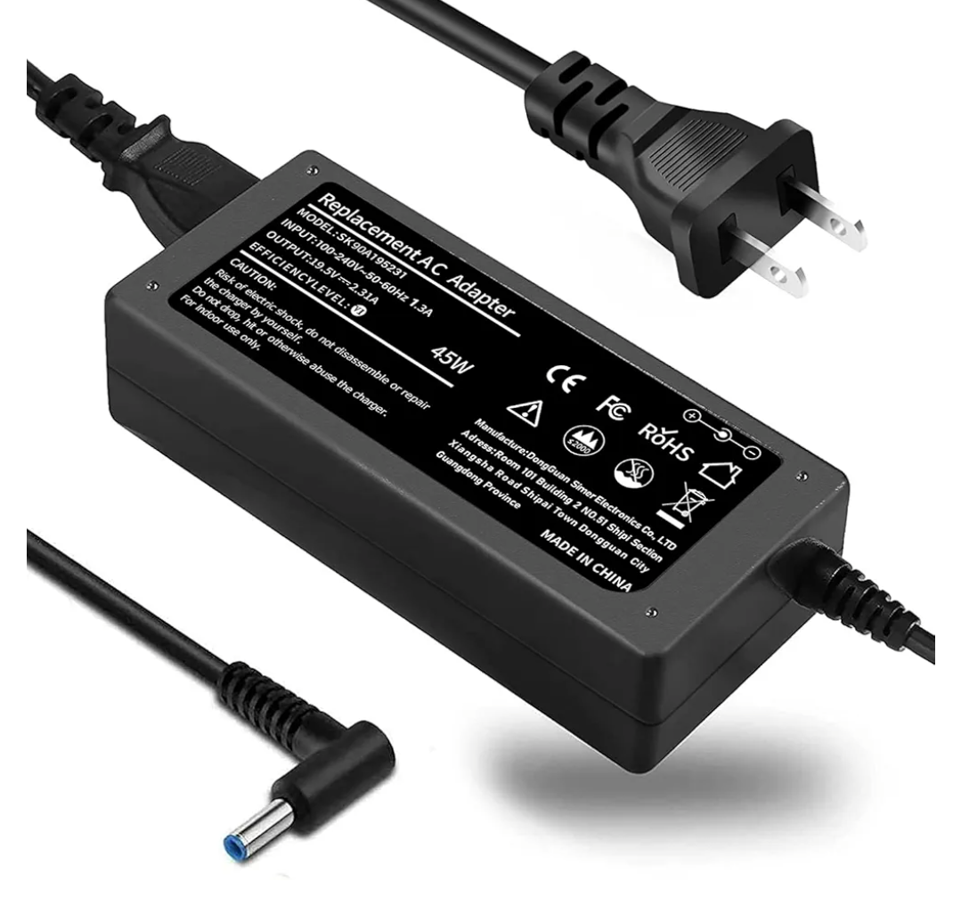 TSKYBEAR 45W Charger Compatible with HP Laptop Charger, Pavilion, Pavilion X360, Elitebook, Stream, Probook, Notebook 11 14 15 15-f272wm 15-f387wm Computer Smart Blue Tip Power Supply Cord Plug