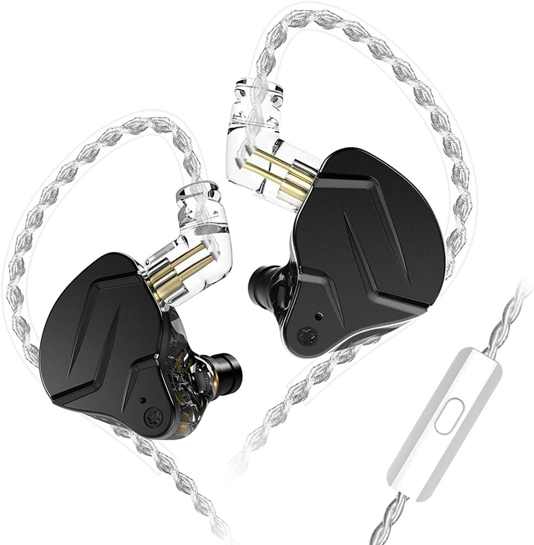 FEDAI KZ ZSN PRO X IEM in Ear Monitors Earphones,1BA+1DD Hybrid Metal Earphones HiFi in-Ear Monitor Wired Earbuds with Detachable 2Pin Cable, Zin Alloy Panel in-Ear Headphones(with Mic, Black)