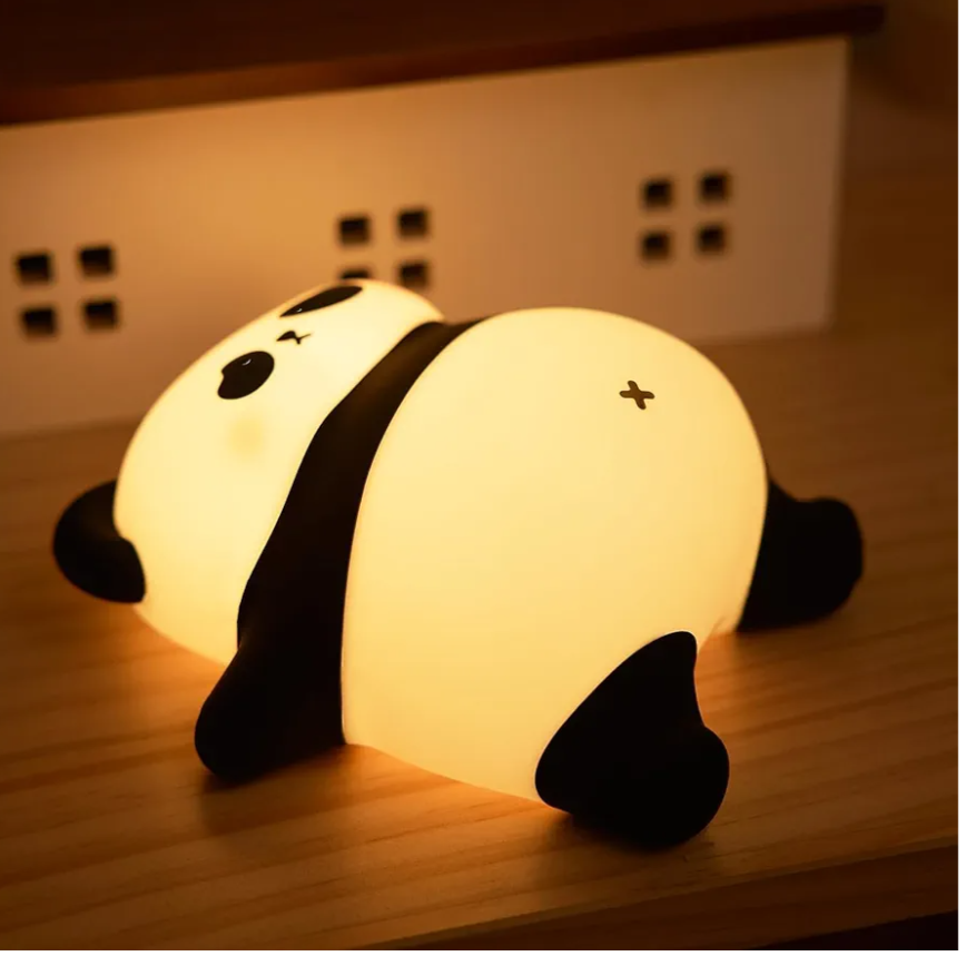 Rechargeable Cute Panda Night Light, 3 Level Dimmable Nursery Nightlight with Timer, Silicone Light Cute Animal Night Lamp for Breastfeeding Toddler Baby Kids Decor, Squishy Lamps Girls Panda Gifts