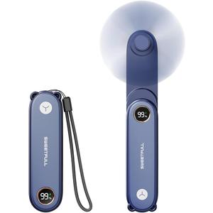 SWEETFULL Portable Handheld Mini Fan with LED Display, 3-in-1 Personal Foldable USB Rechargeable Hand Held Fan & Flashlight for Travel, Lash Eyelash, Cute Small Pocket for Women, Girls