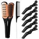 Honeydak Double Brush Boar Bristle Clamp Comb with Alligator Hair Clips, Pin Rat Tail Comb for Hairstyling (Orange)