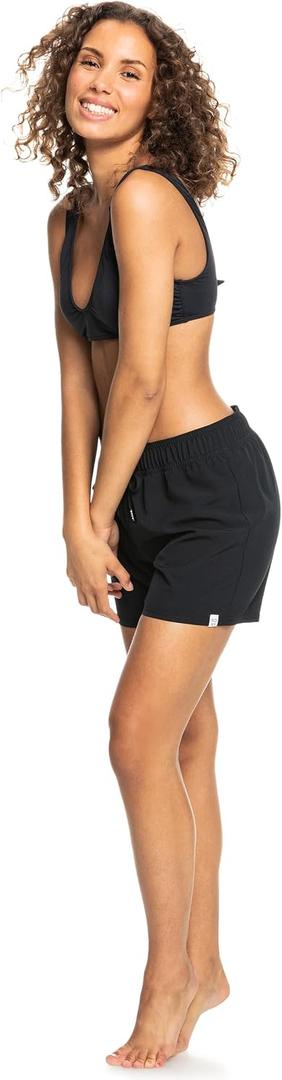 Roxy Women's Board Shorts 5" Inseam– Elastic & Drawcord Waist, Quick Dry Swim Bottoms, Bikini Cover Up Large, Anthracite