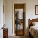 Lumizone Extra Tall Cat Gate 55.12" High Pressure Mounted Extra Wide 2025 New (17 Sizes) 1.37" Gap No Drilling Auto-Close One-Handed Operation Tall Pet Gate for Dogs(Black, 55.12" H x 26.18"-29.91" W)