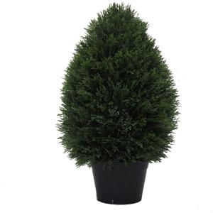 Vickerman 24" Artificial Potted Cedar Teardrop Shaped Bush - Realistic Faux Cedar Topiary Decoration - for Indoor/Outdoor Use - Reliable and Durable (24-Inch)