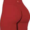 TomTiger Yoga Shorts for Women Tummy Control High Waist Biker Shorts Exercise Workout Curve Lifting Tights Short Pants (Red, M)