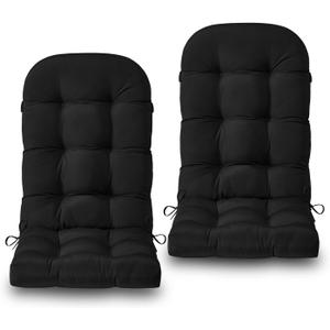 Adirondack Chair Cushions Set of 2, Non-Slip High Back Patio Chair Cushions for Outdoor Furniture, Water-Resistant Adirondack Cushions with Ties, 45 x 19 x 4.5 inch, Black