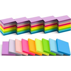(54 Pads) Mini Sticky Notes 1.5x2 in, 9 Colors Bright Strong Adhesive Post, Suitable for School, Home, Office, Clean Removal