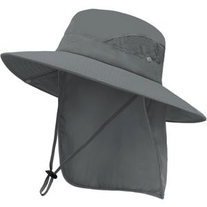 ZOORON Sun Hat for Men Women Fishing Hat with Neck Flap Wide Brim Bucket Hat UV Protection for Beach Camping Hiking