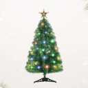 Christmas Tree with Lights,3ft Artificial Xmas Tree for Home, Office, Indoor and Outdoor Holiday Decoration,Golden Star Topper & Easy Assembly, Green