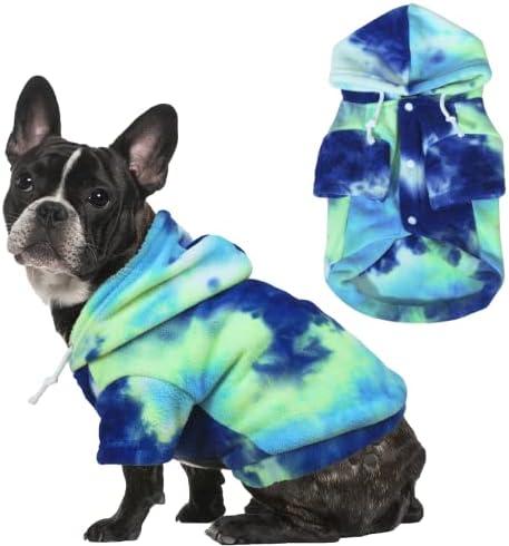 Mklhgty Tie Dye Dog Hoodie, Winter Coat for Small Dogs - Ultra-Soft Adjustable Warm Hood, Breathable Comfort Fabric for Daily Use, Size: XXL