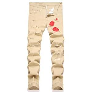 OIIIO Men's Athletic Fit Jeans Denim Pants (34, 24010 Khaki)