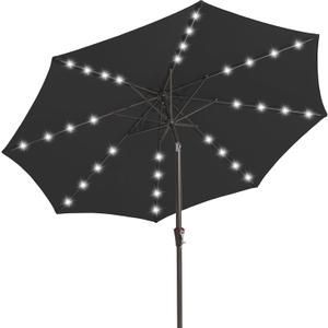 JEAREY Upgrade 9FT LED Lighted Patio Umbrella, Solar Outdoor Umbrella, Tilt Table Umbrella for Pool, Deck & Yard (Jet Black)