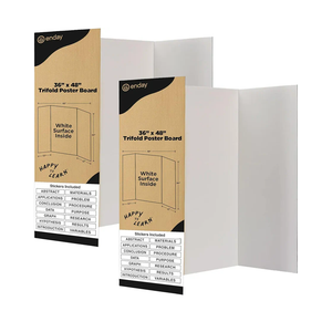 White Trifold Presentation Board 36" x 48" (Pack of 2) Self-Adhesive Science Subtitles Included - Display Exhibition Board Lightweight and Portable with Smooth Surface