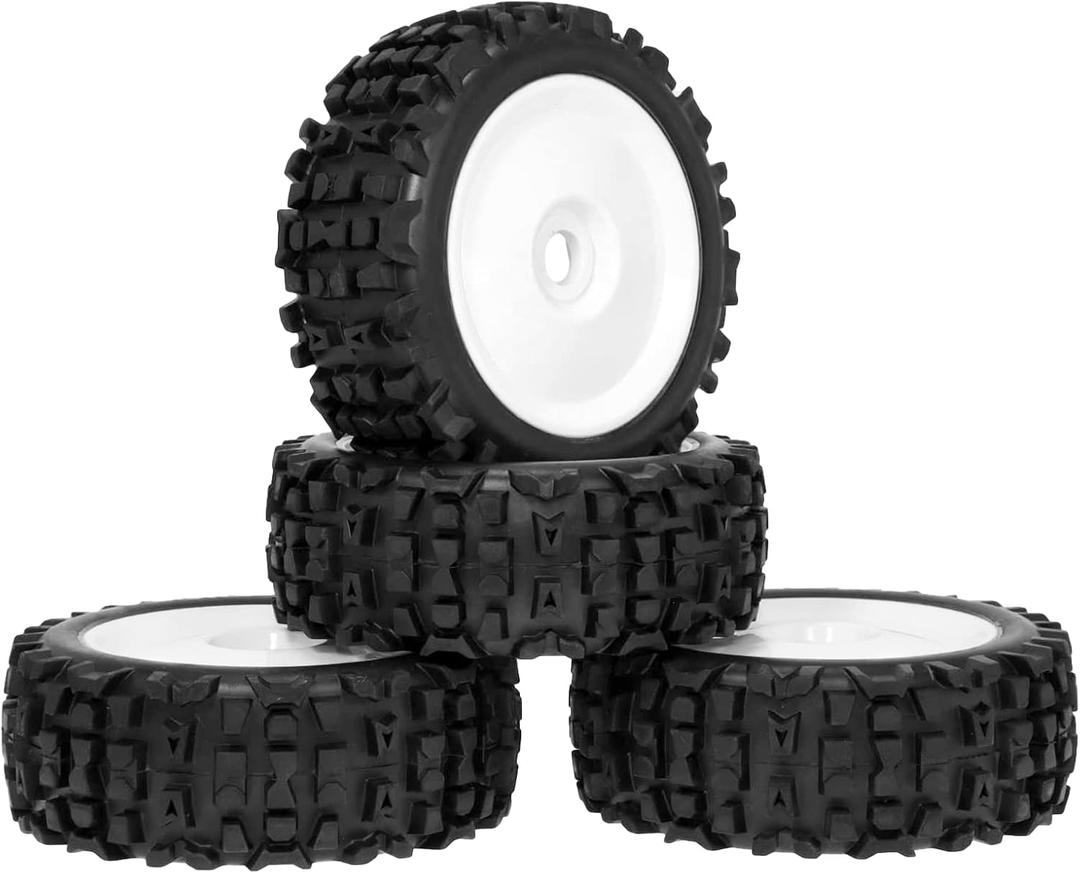 RC Station 17mm Hex RC Wheels and Tires 1/8 Scale RC Buggy Truggy Tires Wheels for Arrma Typhon 6S 3S Losi 8IGHT X/E 2.0 XT/XTE Tires and Wheels Preglue 4PCS