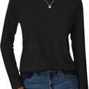 LilyCoco Womens Striped Long Sleeve Shirt Boat Neck Tops Breton Loose Fit Tshirt Black XX-Large